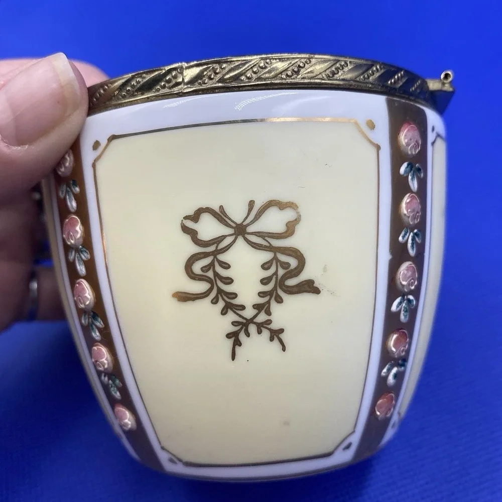 Vintage Vanity Box Ardalt Lenwile Porcelain Floral 5